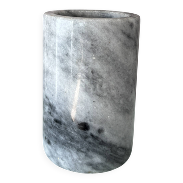 Vintage cylindrical vase in grey marble / natural stone