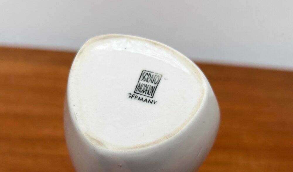 White sculptural German vase from the mid-century by Peter Müller for Sgrafo Modern, 1960s.