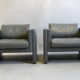 Pair of Walter Knoll gray leather armchairs design Jürgen Lange