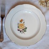 Flat earthenware plates with gilded edges