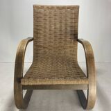 Cantilever wicker cord chair, 1930s