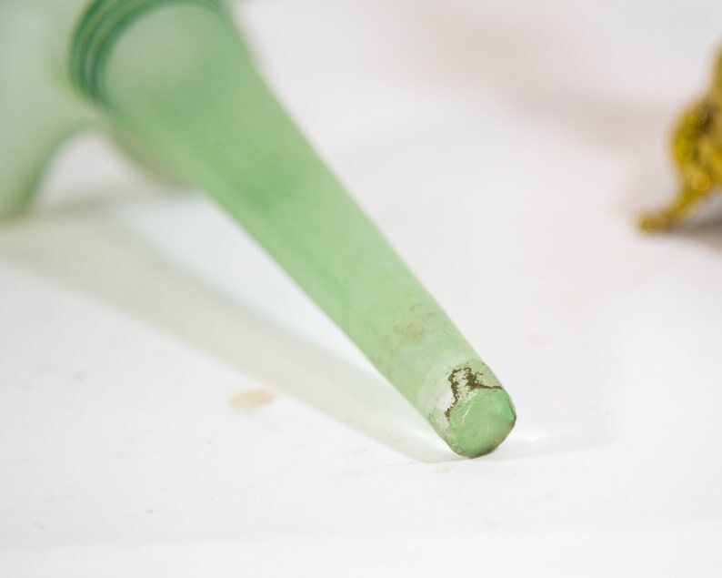 Art nouveau table vase in brass and opaline glass