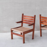 Pair of French Mid-century Cord Armchairs