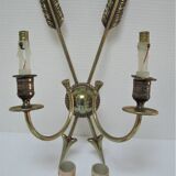 Pair of bronze crossed arrow wall lights Lucien Gau