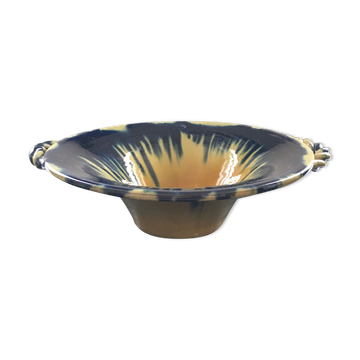 Coupe Vallauris flammée jaune et bleu