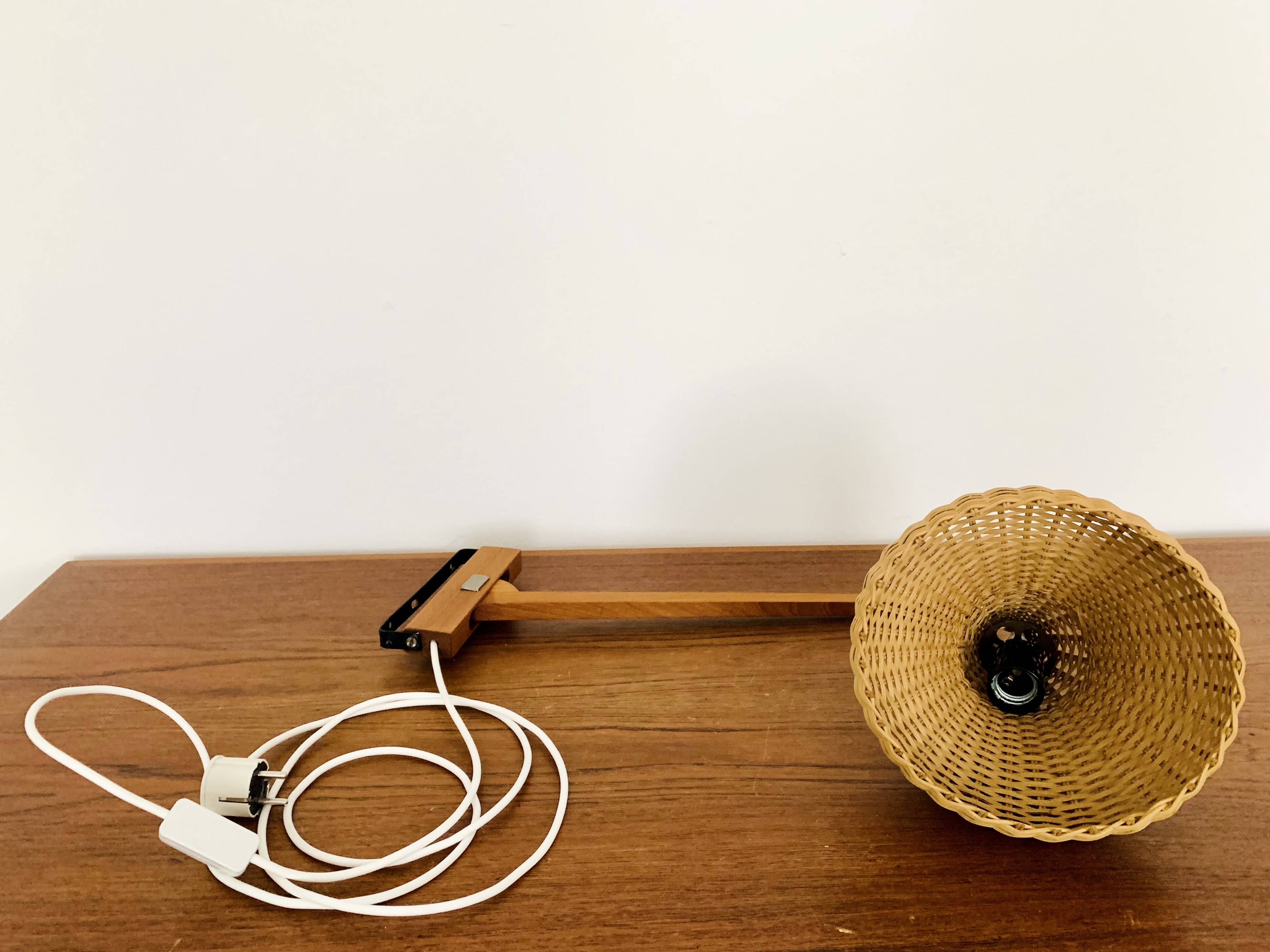 Danish Teak and Wicker Wall Lamp