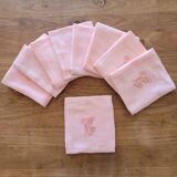 9 pink art deco towels monogrammed NC
