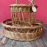 Large wicker bottle & glass basket