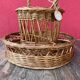 Large wicker bottle & glass basket