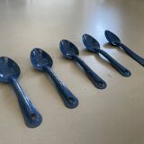 Set of 5 enameled metal spoons