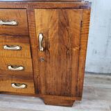 Wooden sideboard with large mirror and handles, 1940s