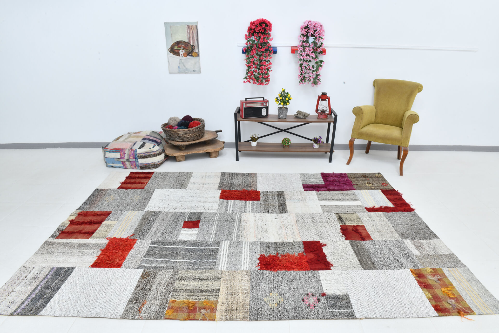 Bohemian vintage kilim rug 212x307cm