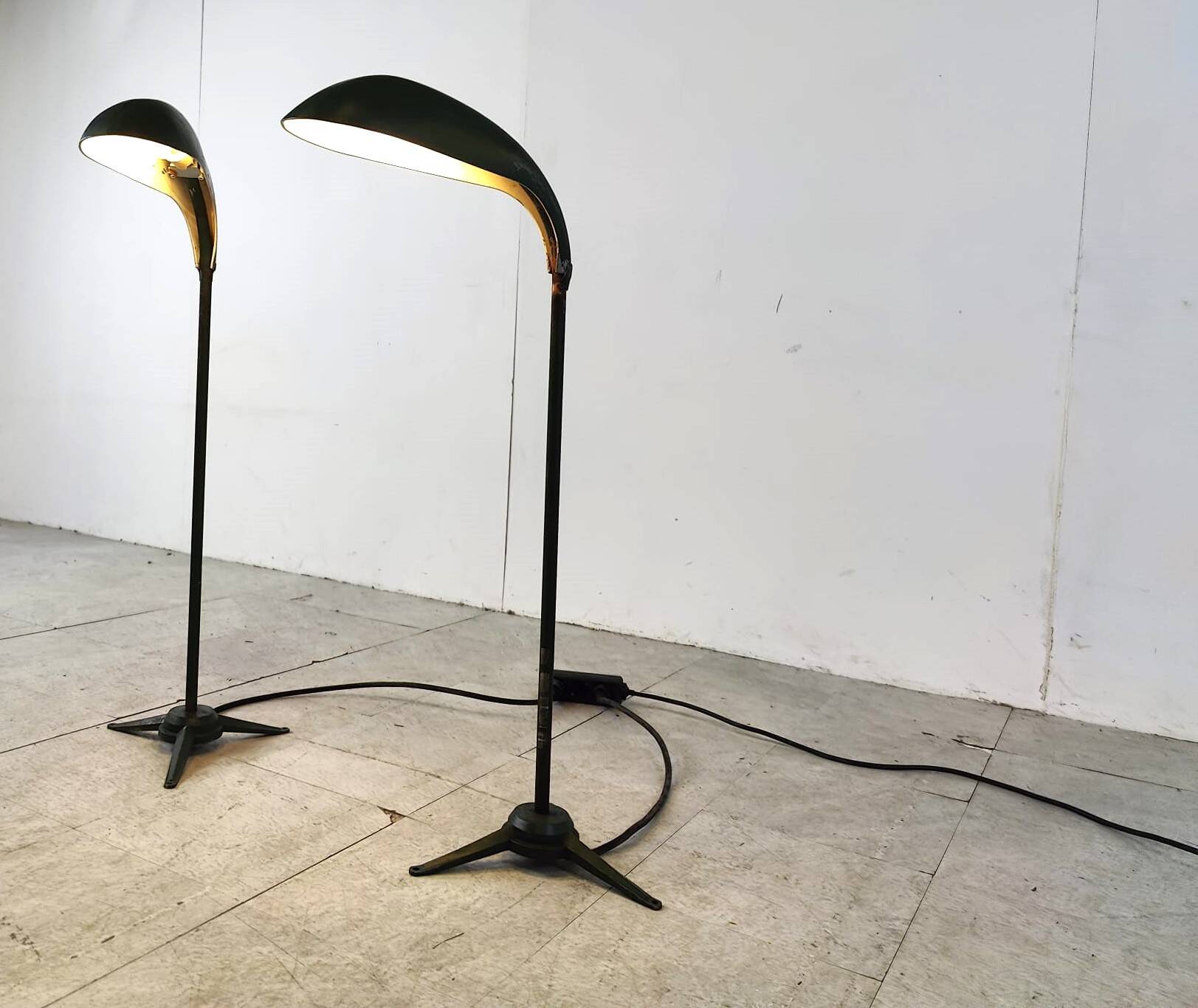 Pair of vintage metal floor lamps, 1970s