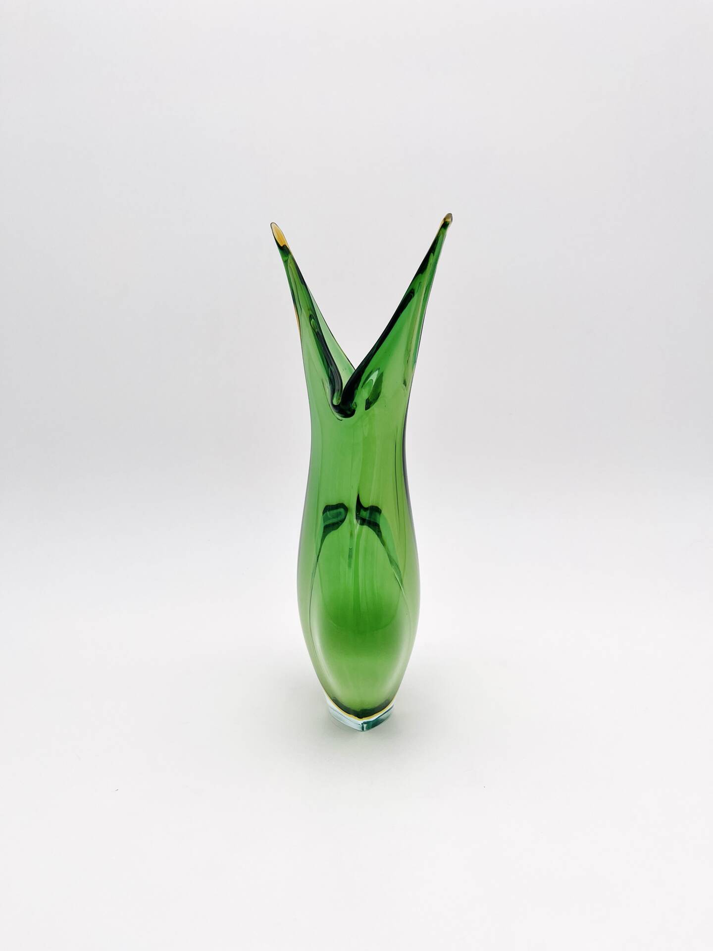 Murano vase Flavio Poli Sommerso Emerald Green Yellow Turquoise 26cm