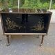 Illuminated bar cabinet Hollywood Regency black and gold 1970