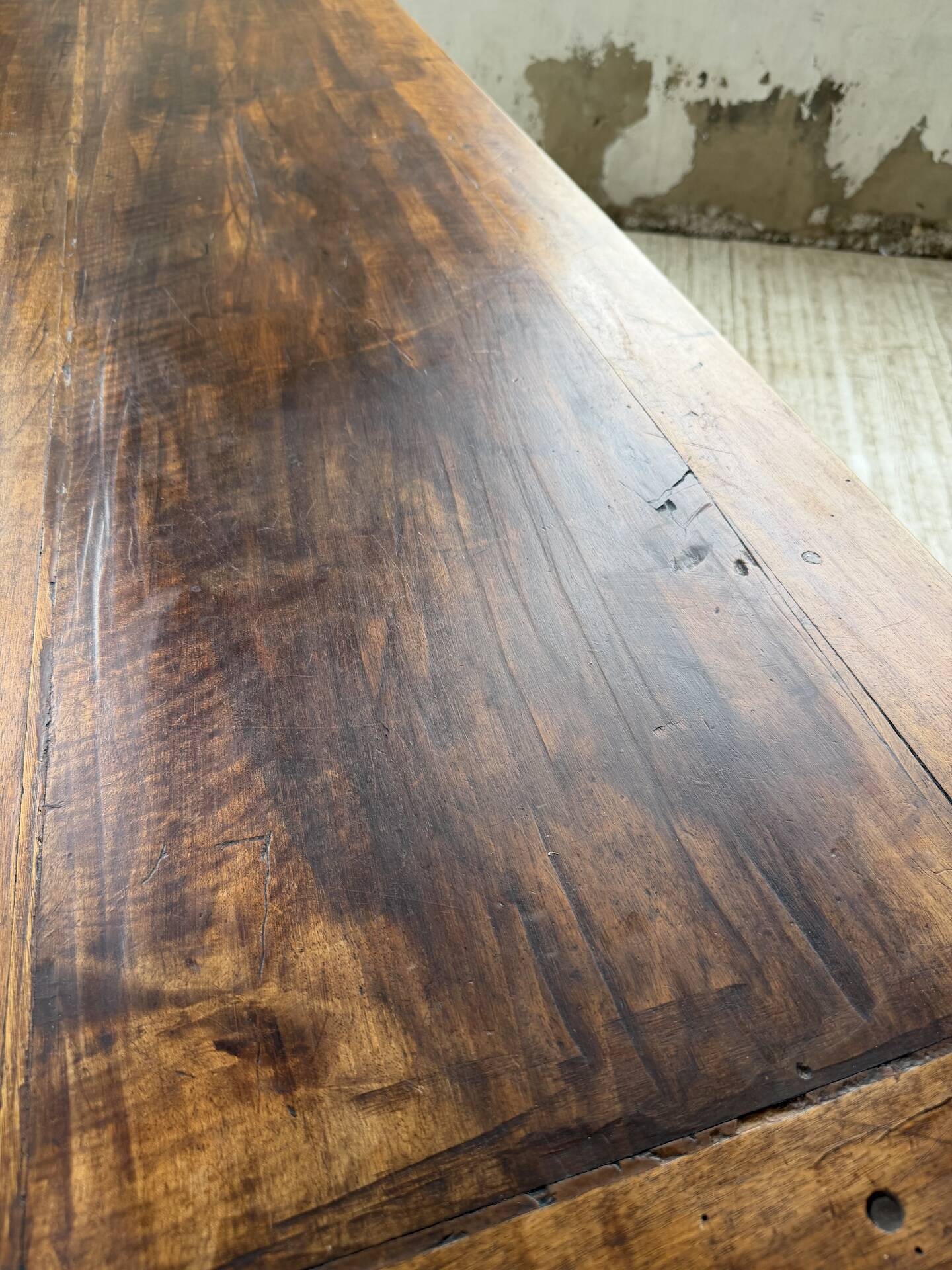 Table de ferme ou table de drapier noyer massif 1900