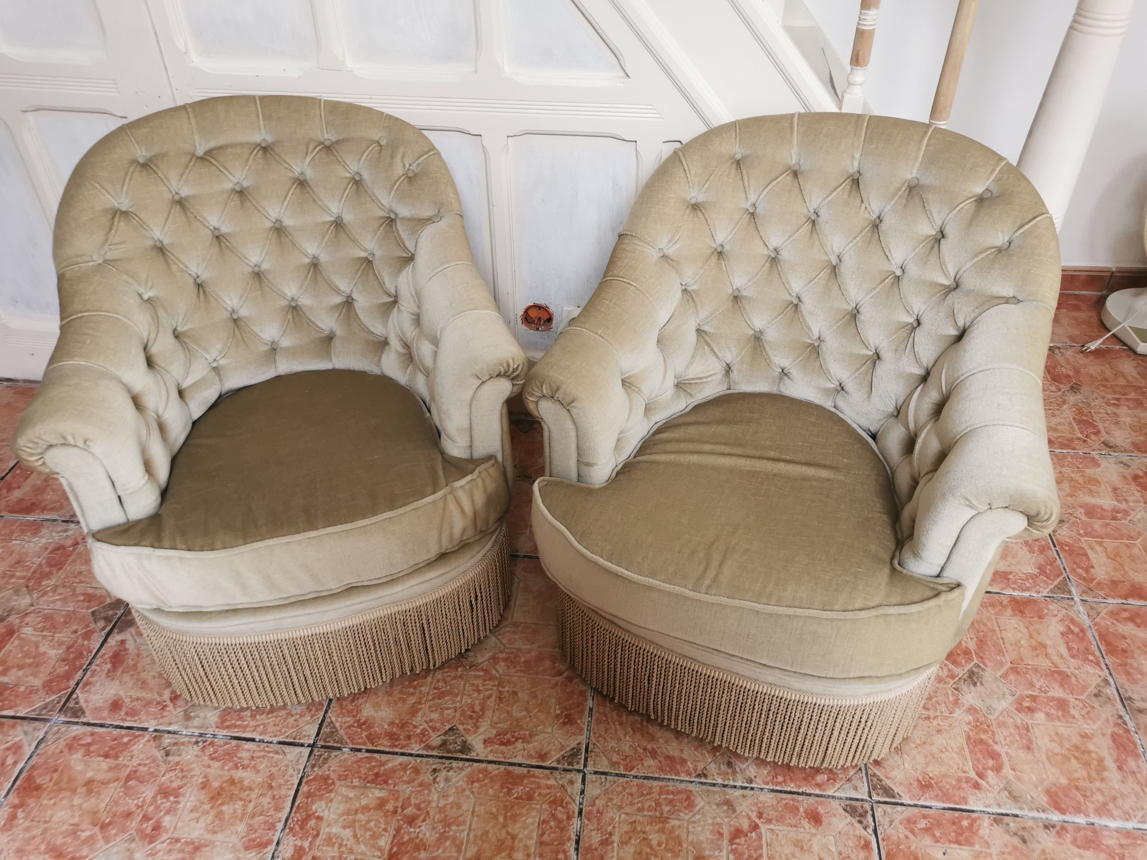 Duo of toad armchairs