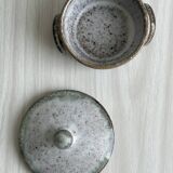 Handmade stoneware coffee set, 6 cups, saucers and sugar bowl, natural tones