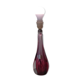 Pink crystal lamp from Val Saint Lambert, Belgium