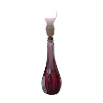 Lampe en cristal rose de Val Saint Lambert, Belgique