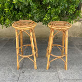 Pair of rattan stools