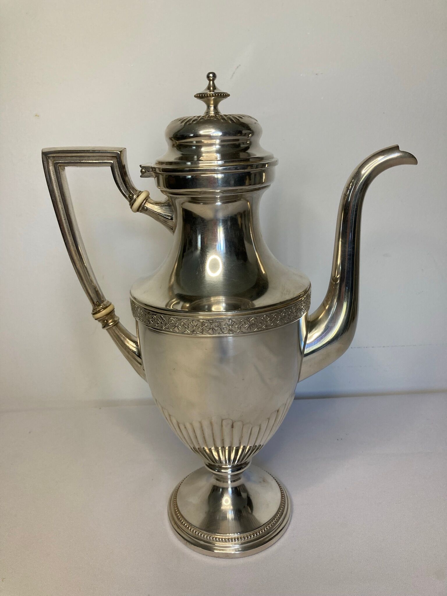 Antique silver-plated metal baluster jug from the early 20th century, VMF