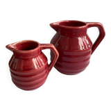 2 petits pots à lait et à crème Onnaing art déco rouge