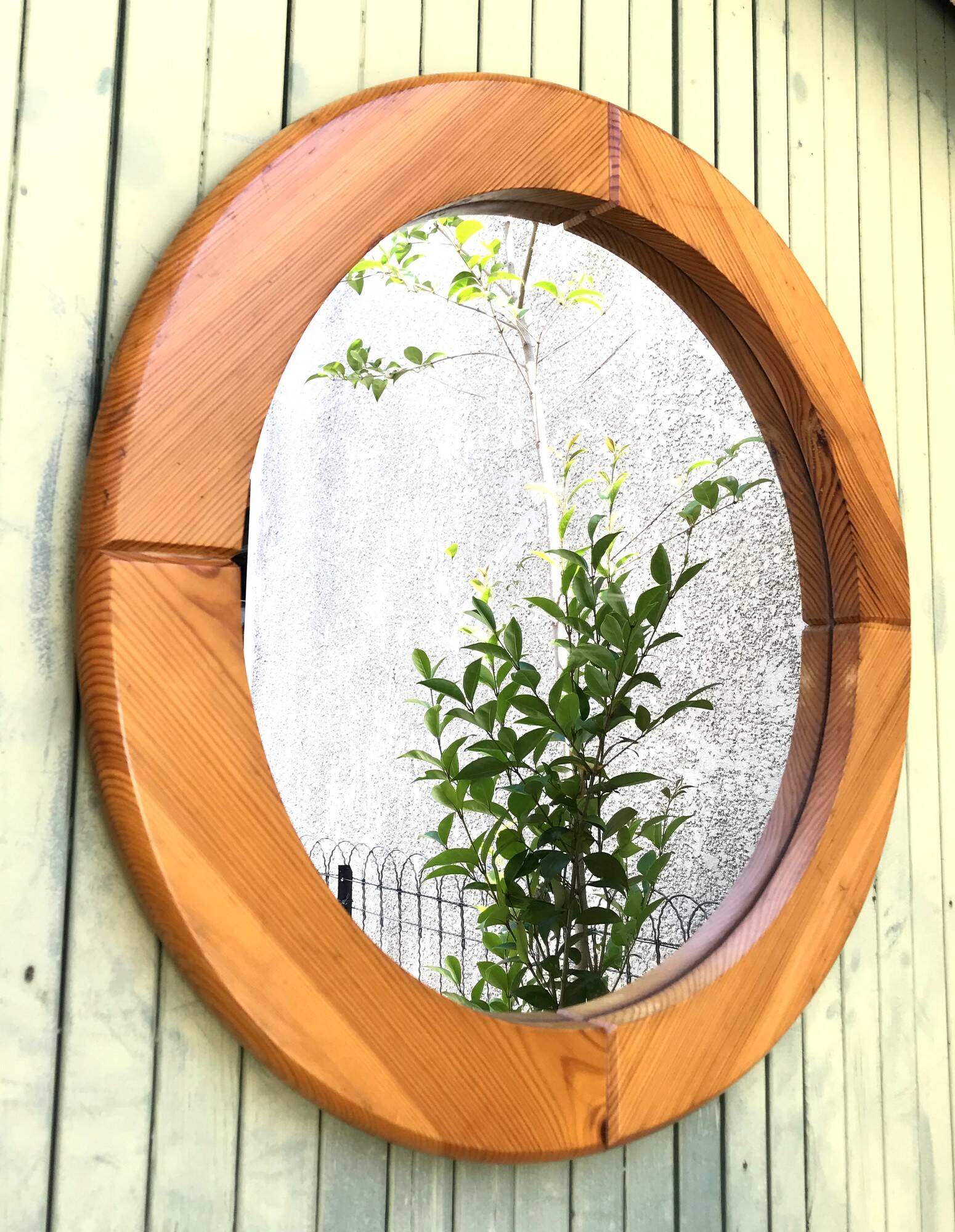 Vintage Scandinavian pine mirror by Glasmaster Markaryd 1970s