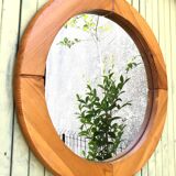 Vintage Scandinavian pine mirror by Glasmaster Markaryd 1970s