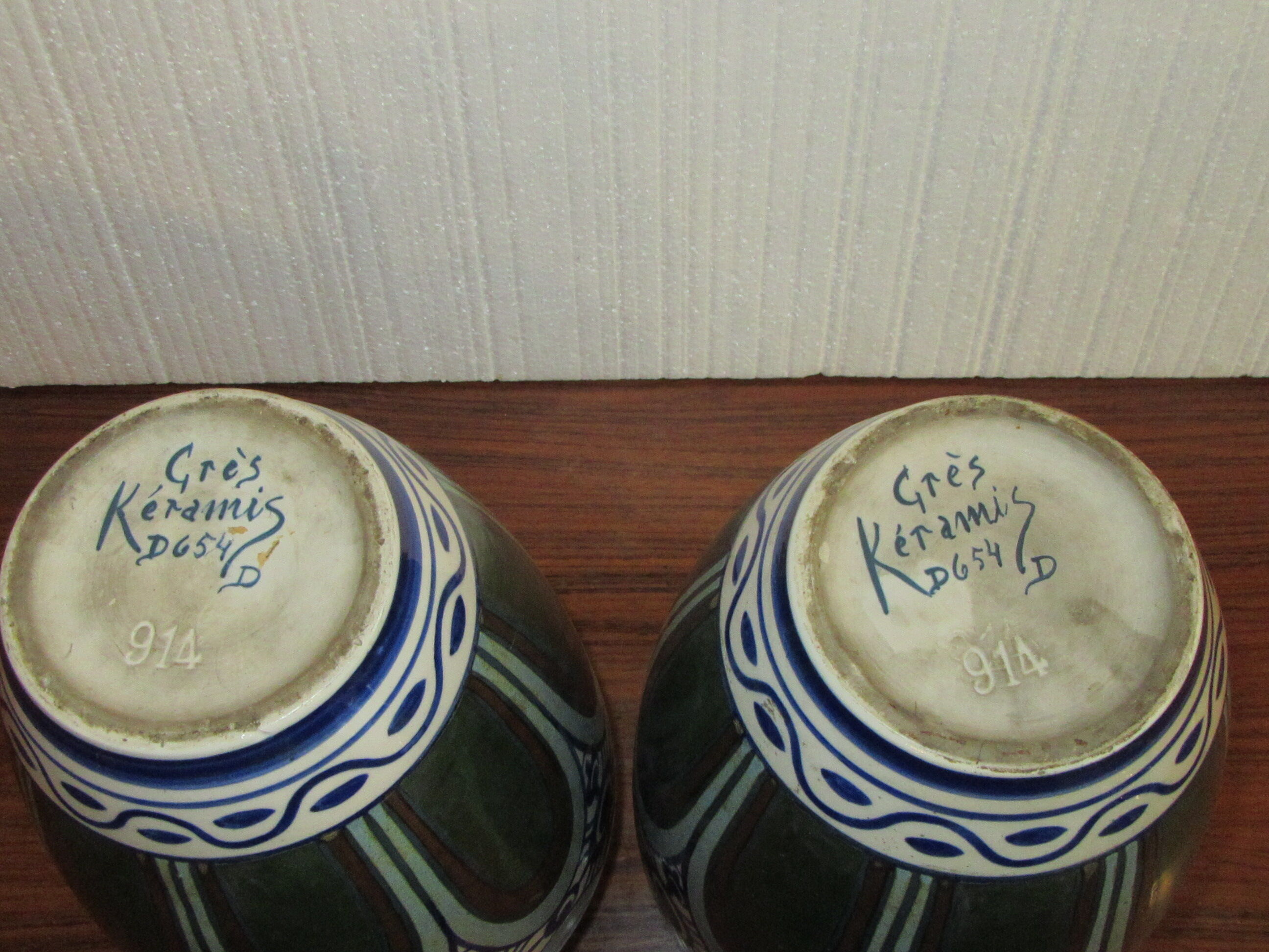 Paire vases Charles Catteau grès Keramis