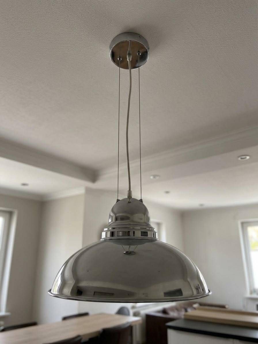Chrome Metal Suspension Ceiling Light SEYLUMIERE Igor Vintage Industrial