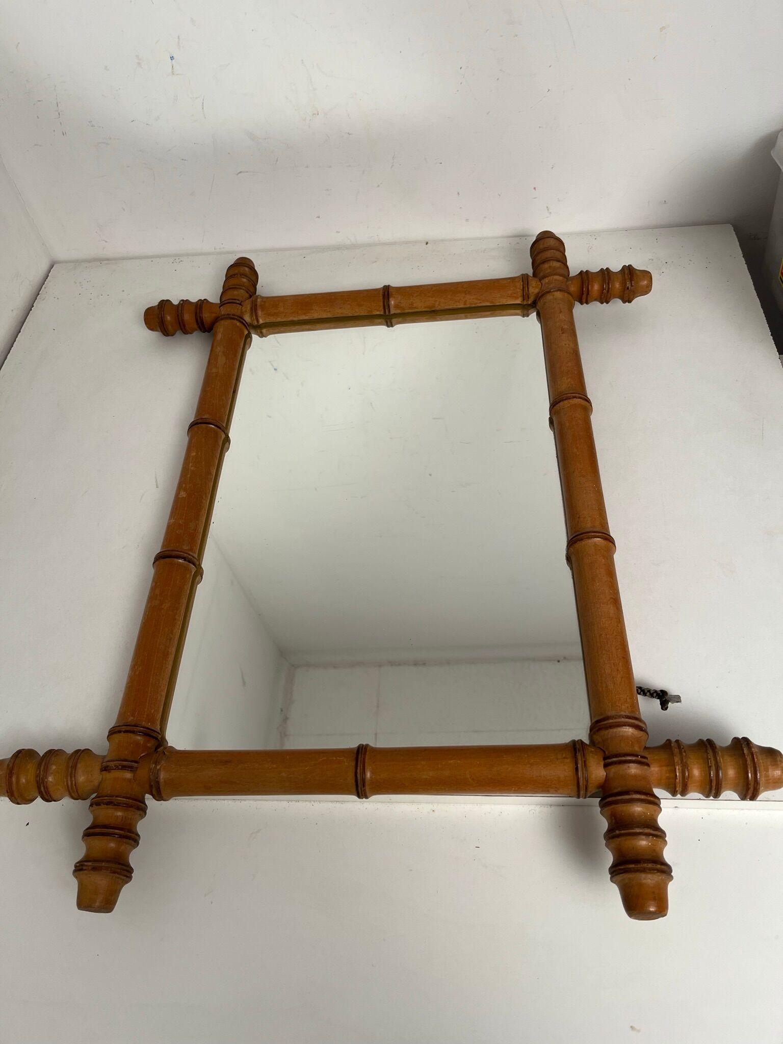 Turned wooden mirror bamboo style 1900s
