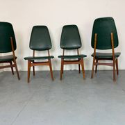 Chaises de salle à manger vintage en teck à dossier haut, design danois norvégien Bruk Sorheim