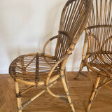 Lot 4 rattan chairs by Audoux & Minnet