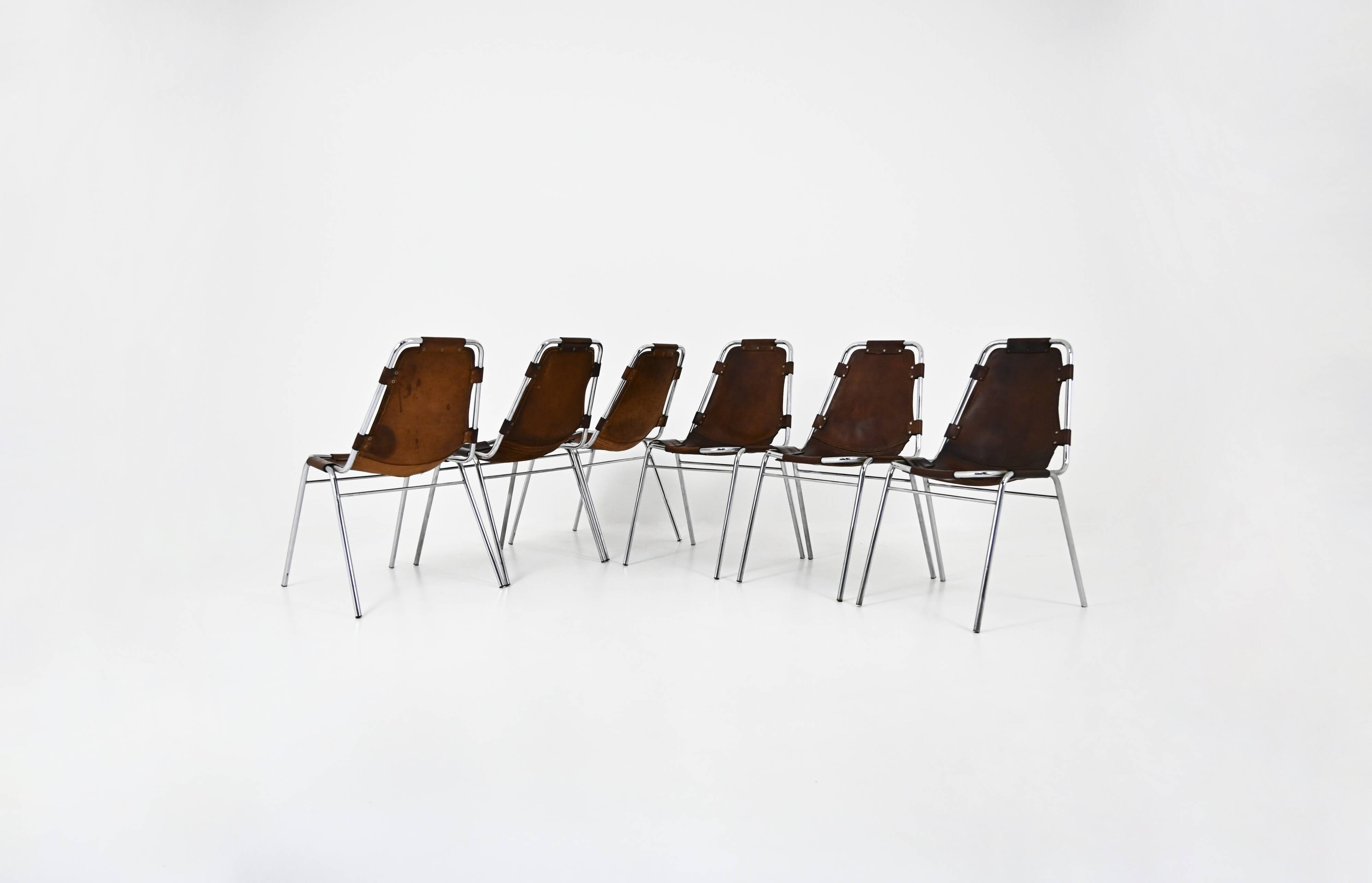 Set of 6 "Les Arcs" Chairs by Charlotte Perriand, 1960s