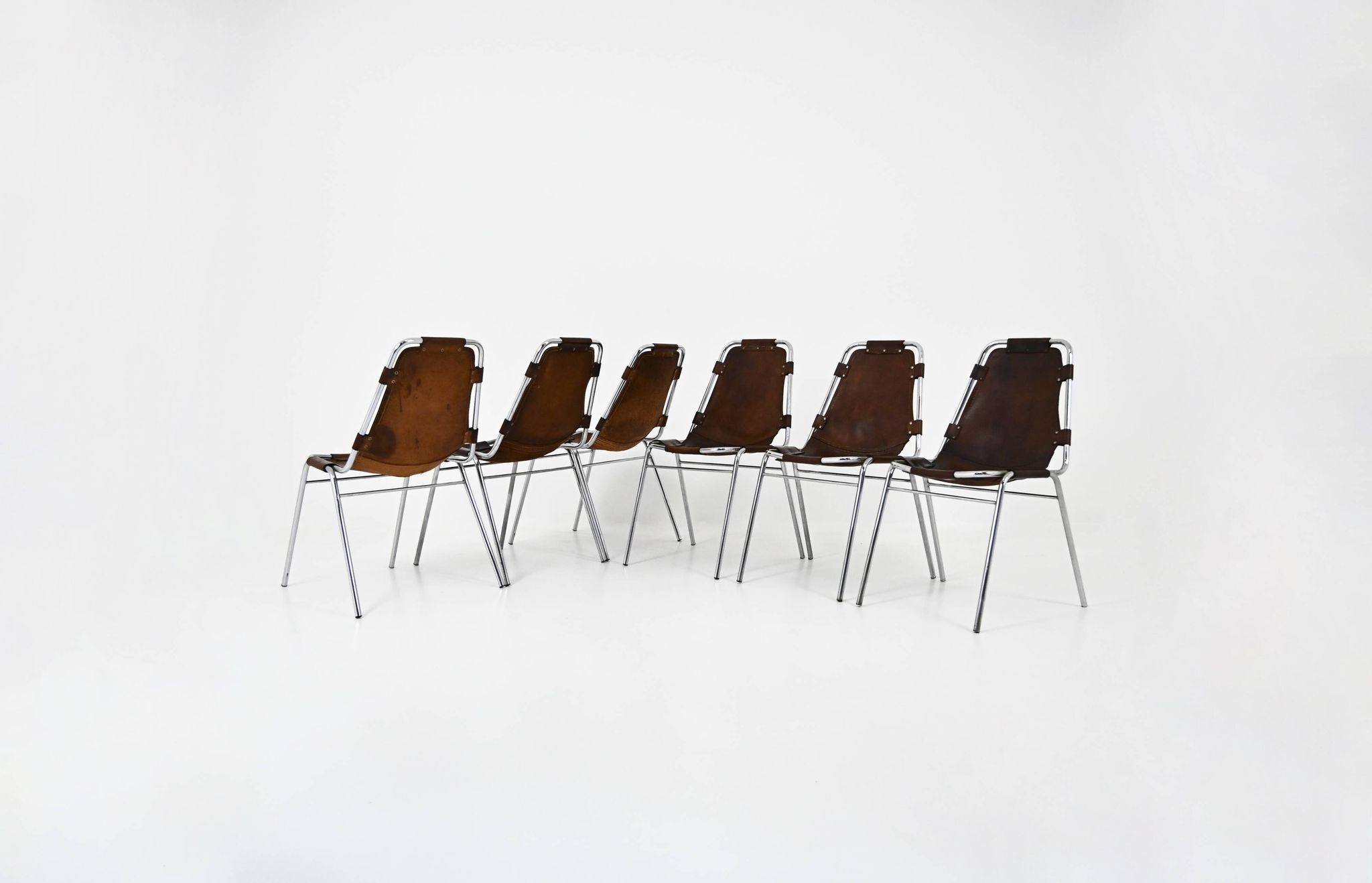 Set of 6 "Les Arcs" Chairs by Charlotte Perriand, 1960s