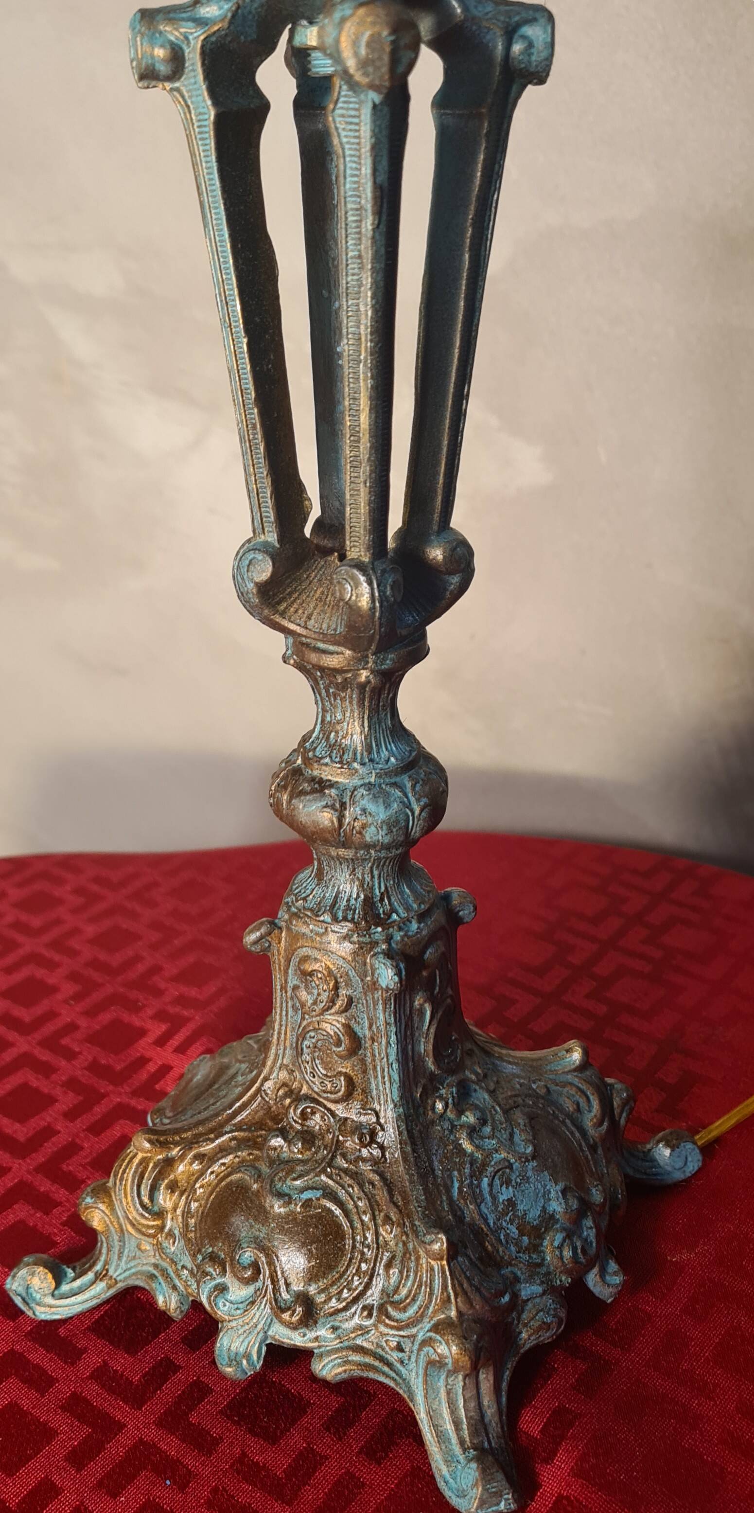 old lamp patina bronze steel and white opaline art deco 43x22