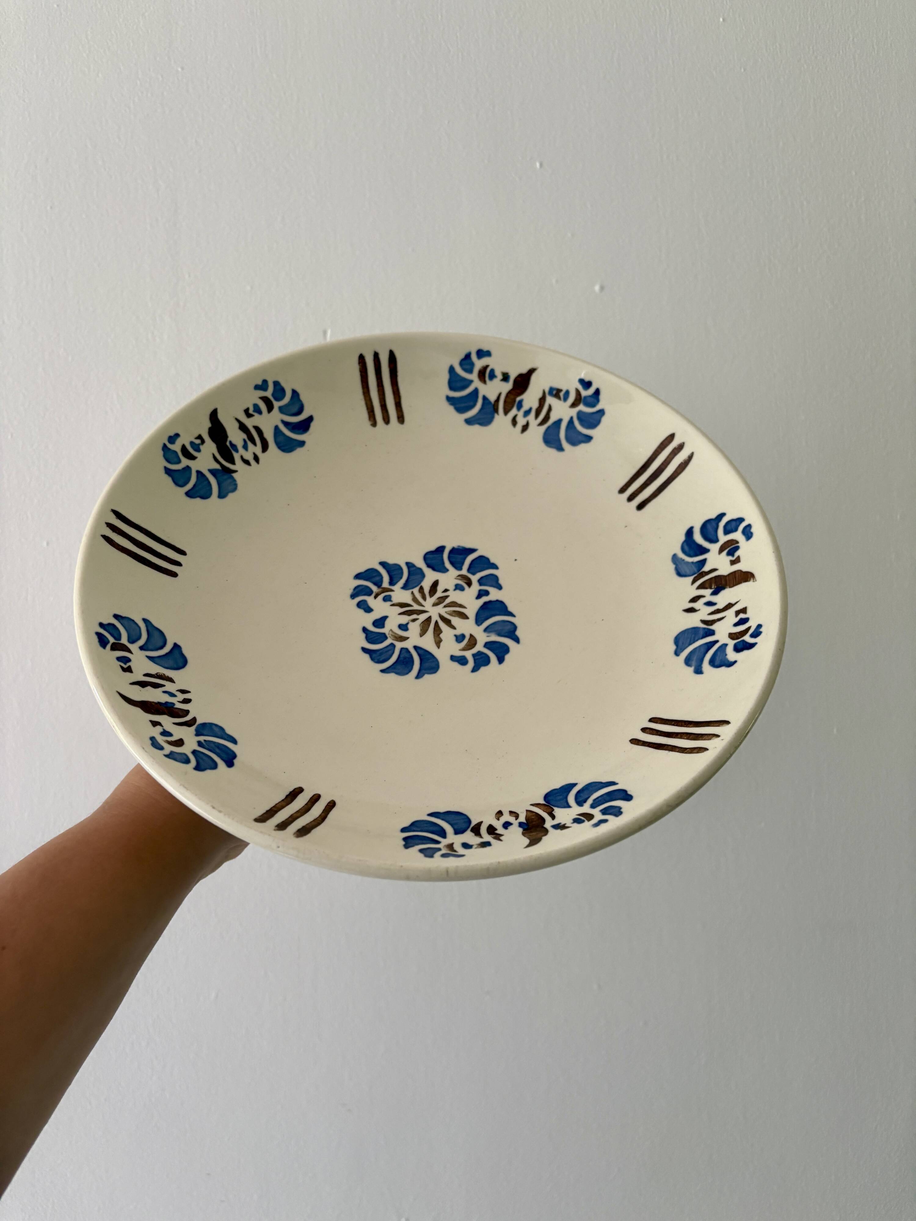 Compote dish or antique footed plate in ironstone - Laval -