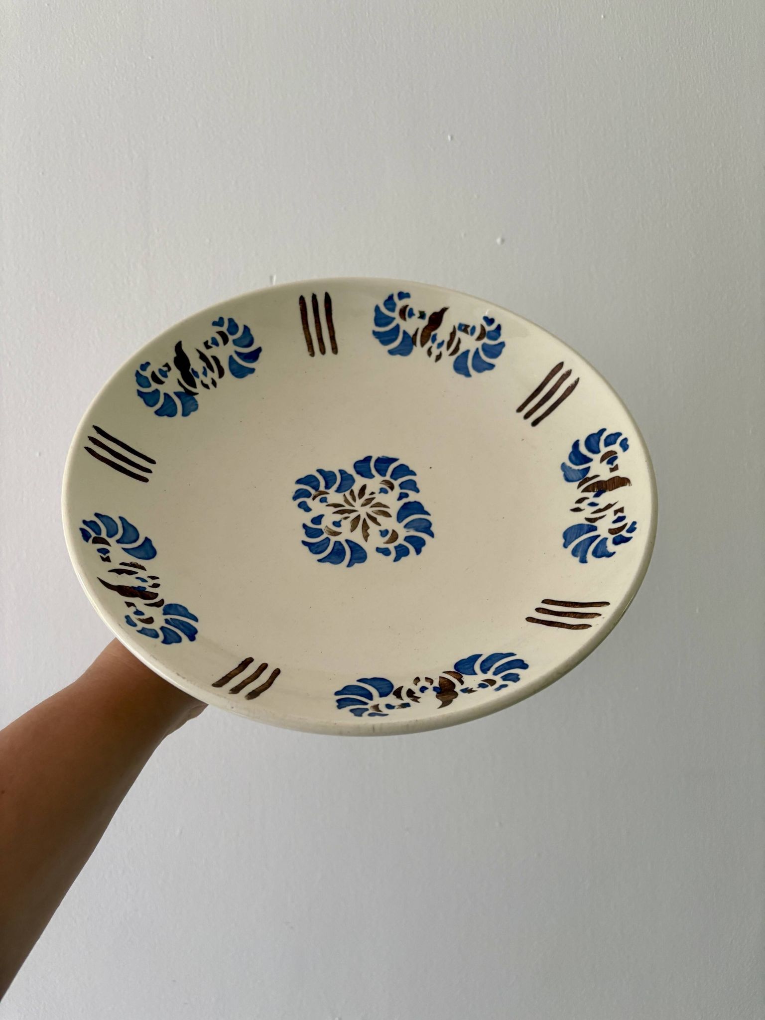 Compote dish or antique footed plate in ironstone - Laval -