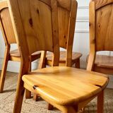 Set of 4 solid pine chairs in chalet style