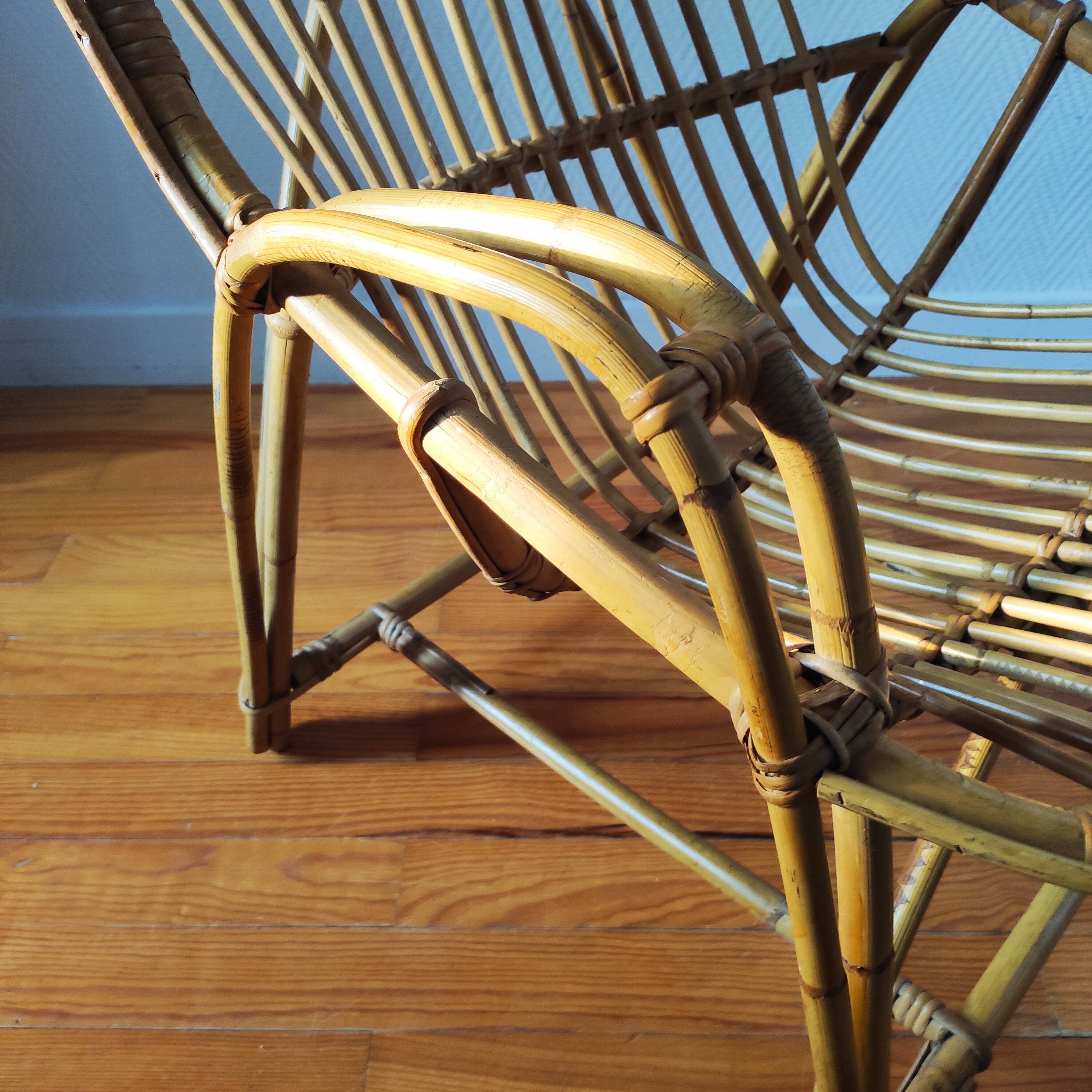 Fauteuil en rotin 1950/60