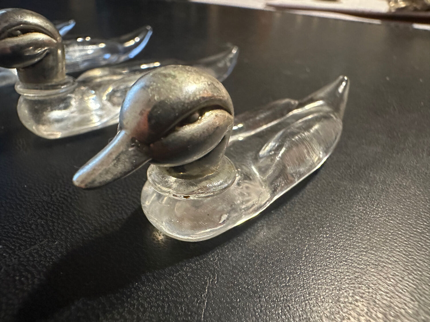 6 knife holders in crystal and silver metal