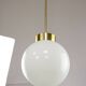Big Mid-Century Italian Opaline & Brass Globe Pendant Lamp