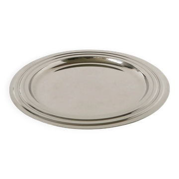 Round silver-plated metal tray, design, 1970