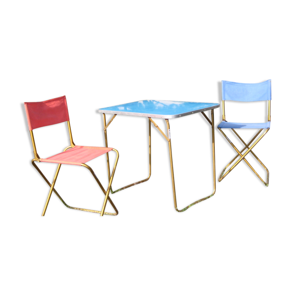 Table et chaises de camping vintage