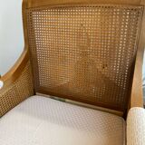 Sofa and armchair in cane and wood by Jean Roche