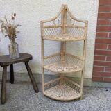 Vintage rattan corner shelf