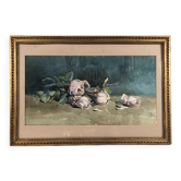 “Jeté de roses” aquarelle signée et encadrée