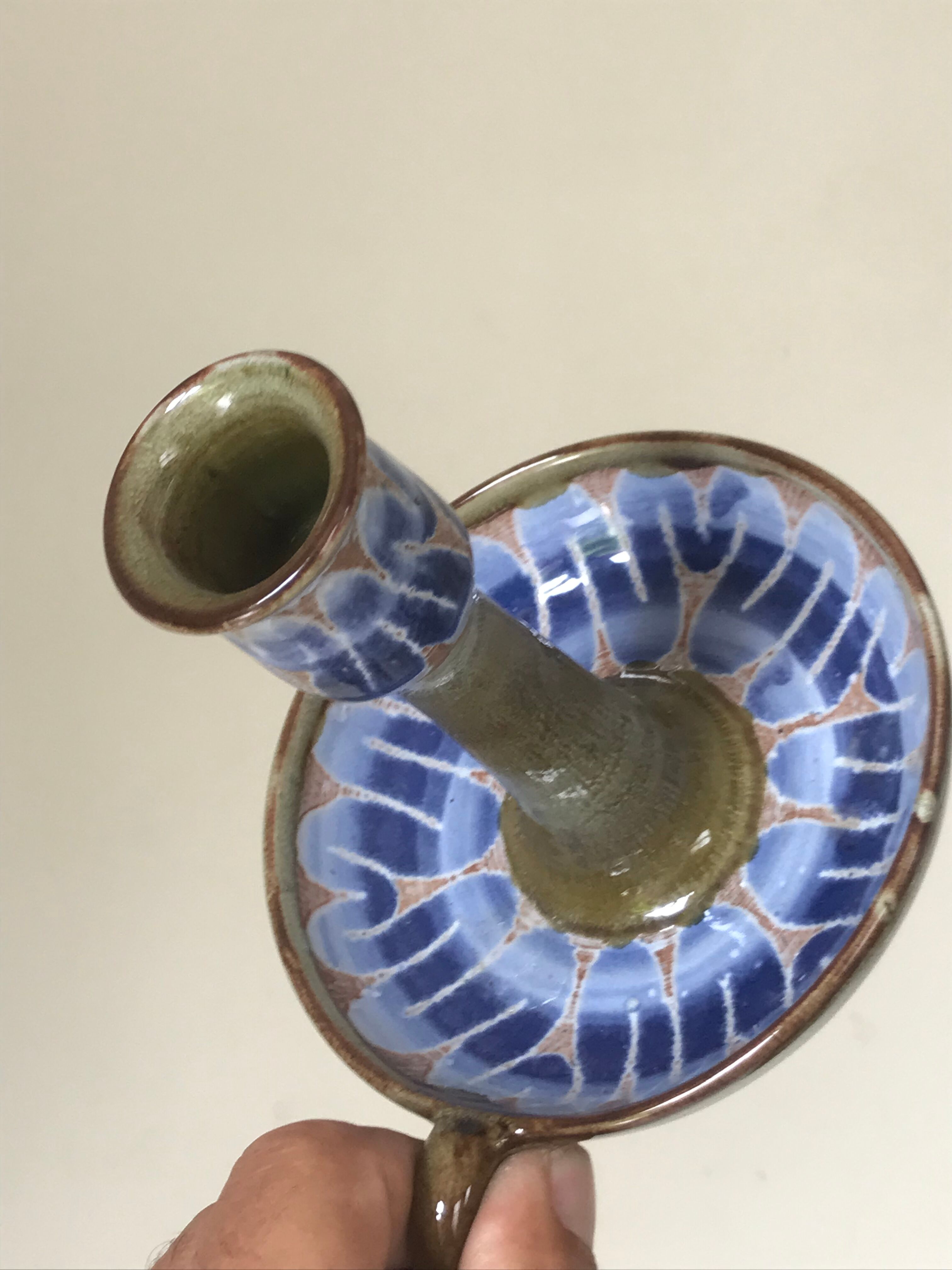 Pair of ceramic candle holders 1960 Roland Moreau