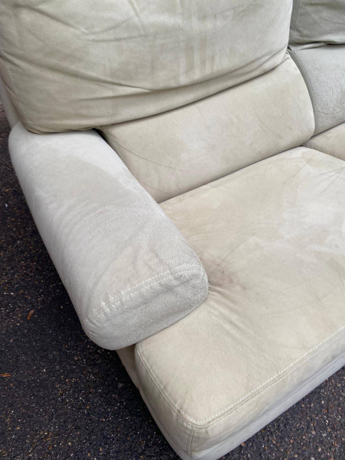 High-end 2-seater sofa duvivier beige nubuck velvet 155cm